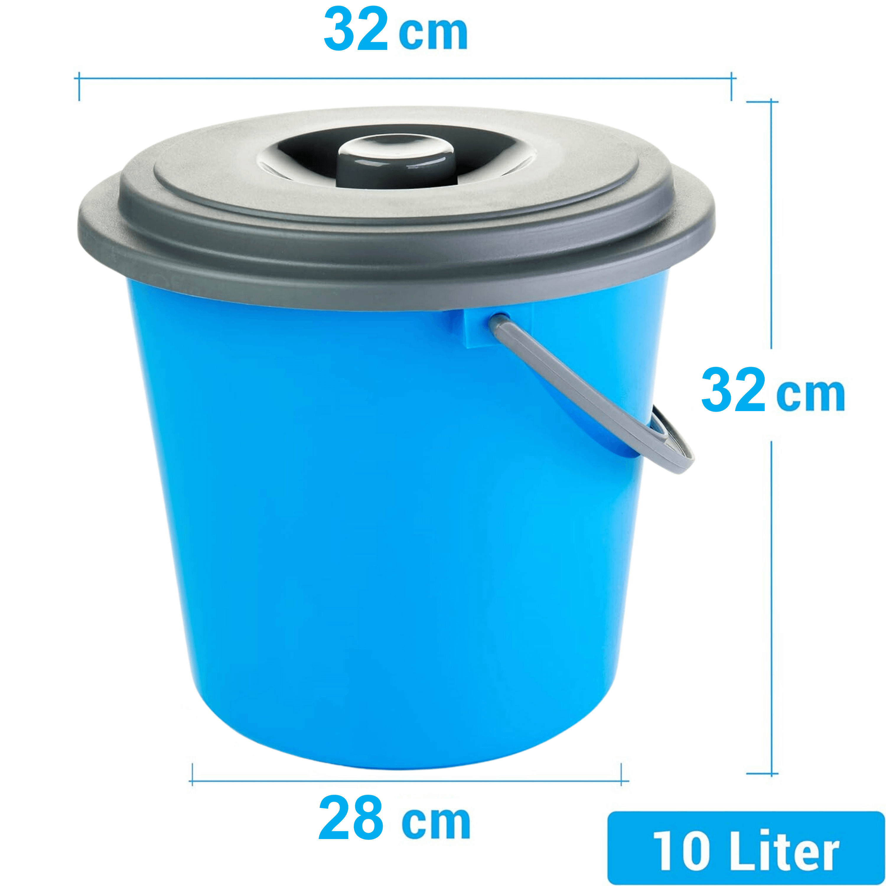 Lot de 3 seaux de nettoyage 10 litres en plastique avec couvercle 3 couleurs