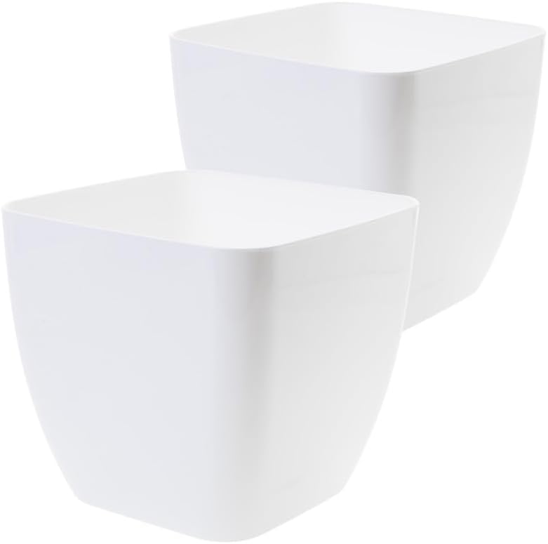 2er Set Blumentöpfe quadratisch 16 x 16 x 16 cm weiß – Sustania