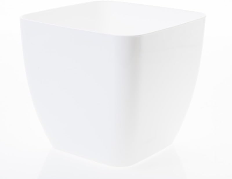 Lot de 3 pots de fleurs 16 x 16 x 16 cm plastique carré blanc