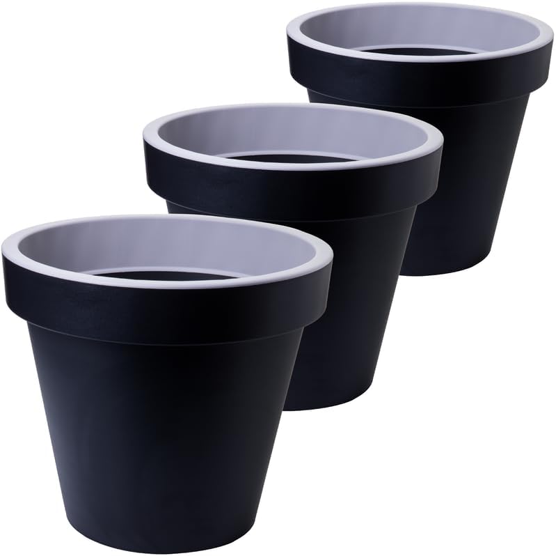 2er Set Blumentopf mit Bewässerungssystem anthrazit – Sustania