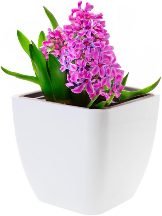 Lot de 3 pots de fleurs 16 x 16 x 16 cm plastique carré blanc