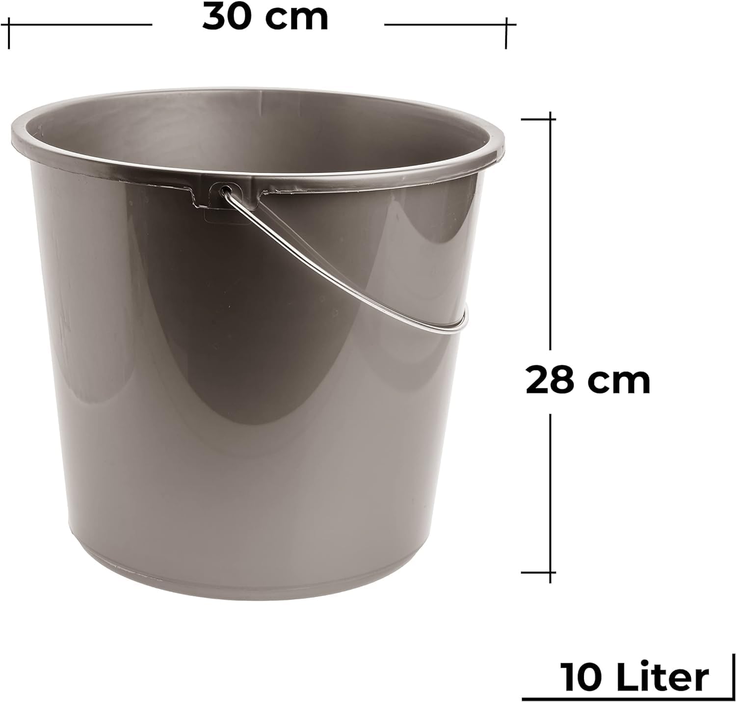 Lot de 2 seaux de nettoyage 10 litres avec échelle graduée et poignées en métal gris