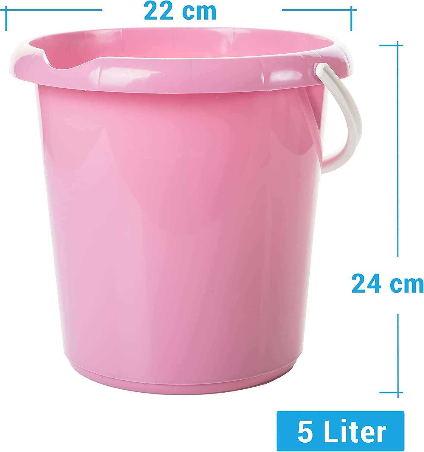 Lot de 3 seaux 5 litres en plastique avec bec verseur et échelle doseuse 3 couleurs