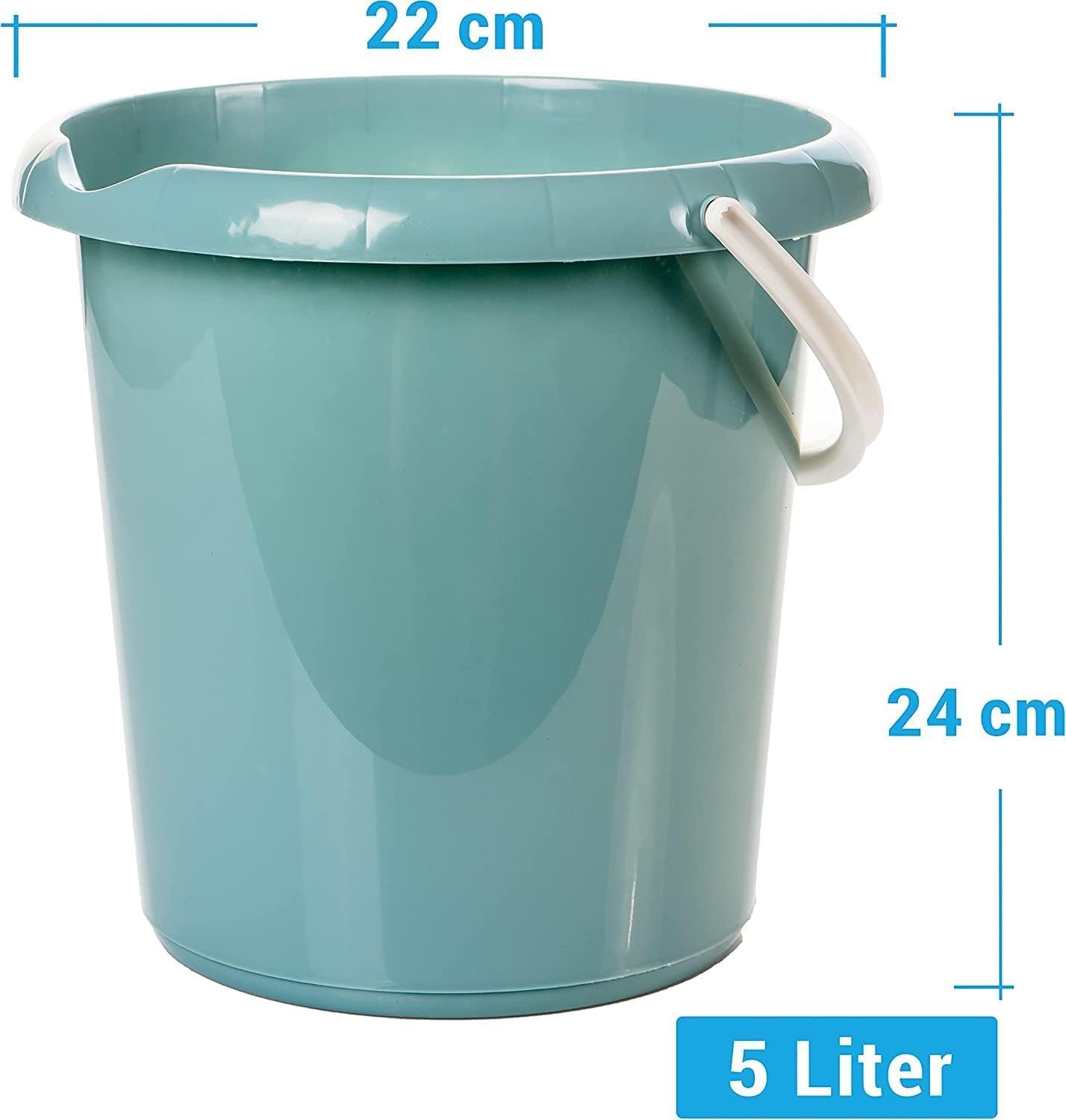 Lot de 3 seaux 5 litres en plastique avec bec verseur et échelle doseuse 3 couleurs
