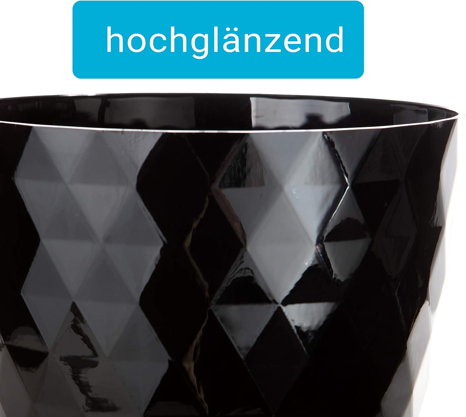 3er Set Blumentöpfe Ø 14 cm Kunststoff schwarz-glänzend