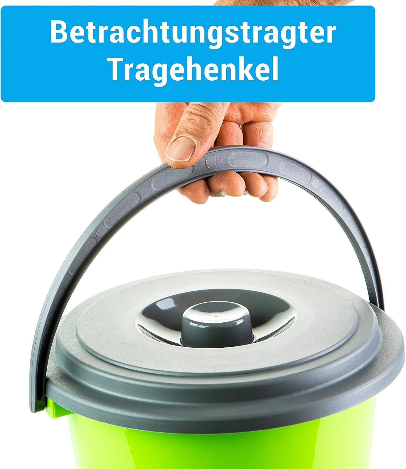 Lot de 3 seaux de nettoyage 5 litres en plastique avec couvercle 3 couleurs