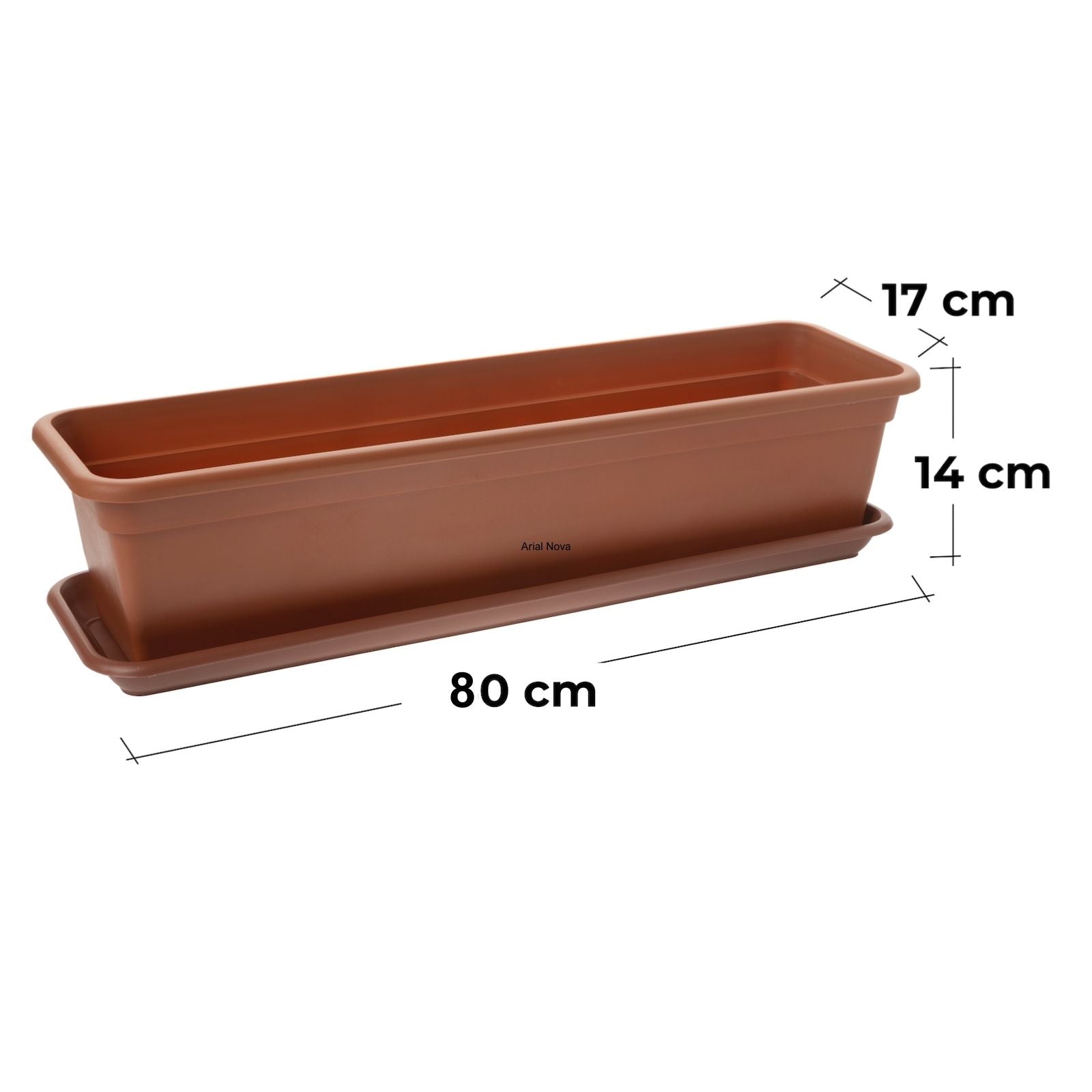 6er Set Blumenkasten Balkon 80 cm mit Untersetzer Terracotta, Hochwertiger Kunststoff, Made in EU