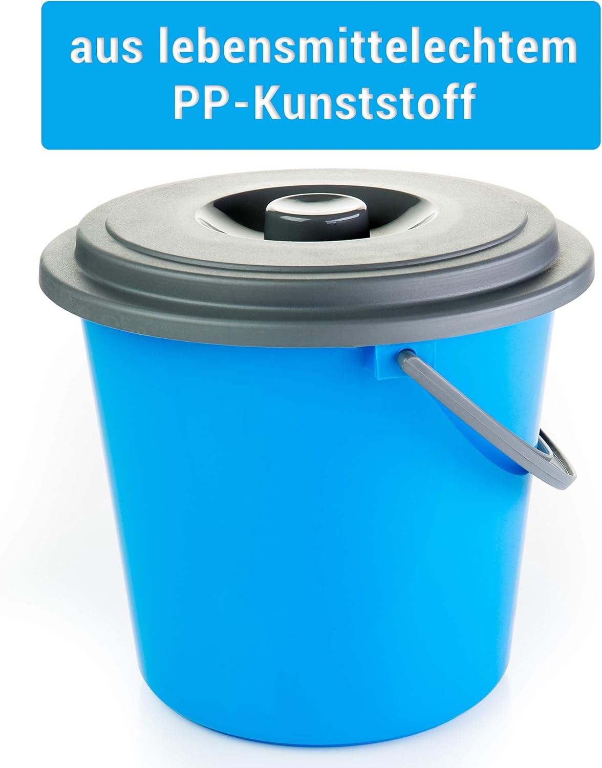 Lot de 3 seaux de nettoyage 10 litres en plastique avec couvercle 3 couleurs