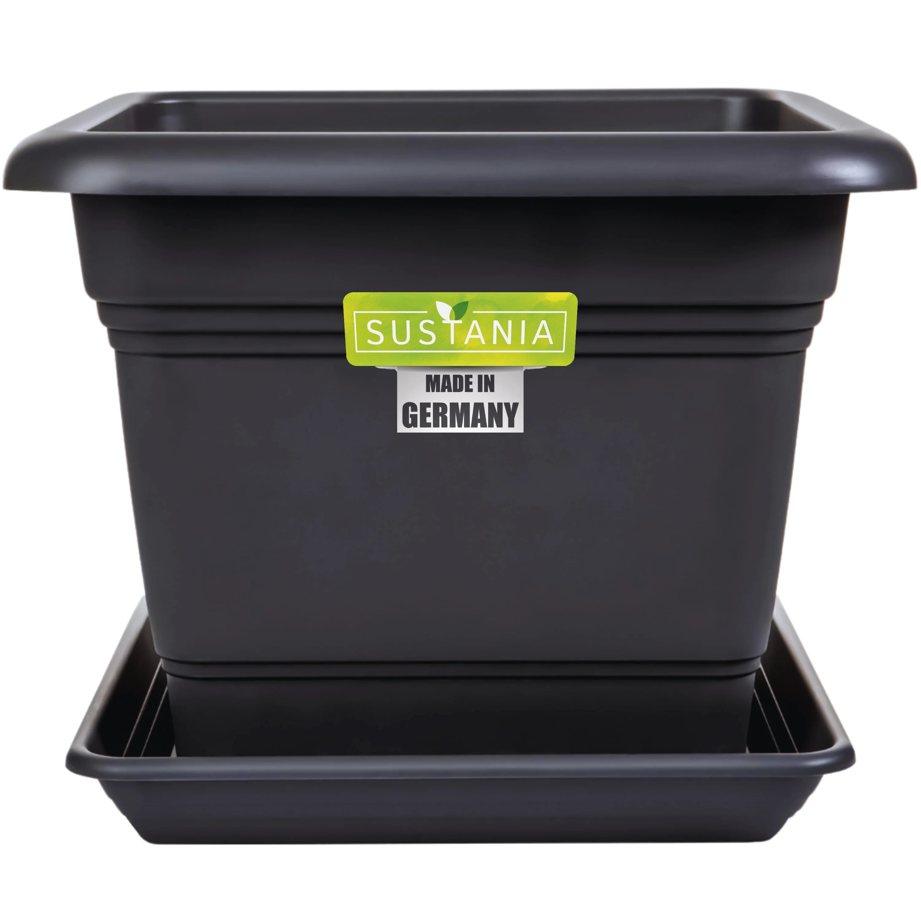 Grands pots de fleurs d'extérieur 48x48 cm - lot de 2 pots de fleurs anthracite XXL pour jardin et terrasse avec soucoupes