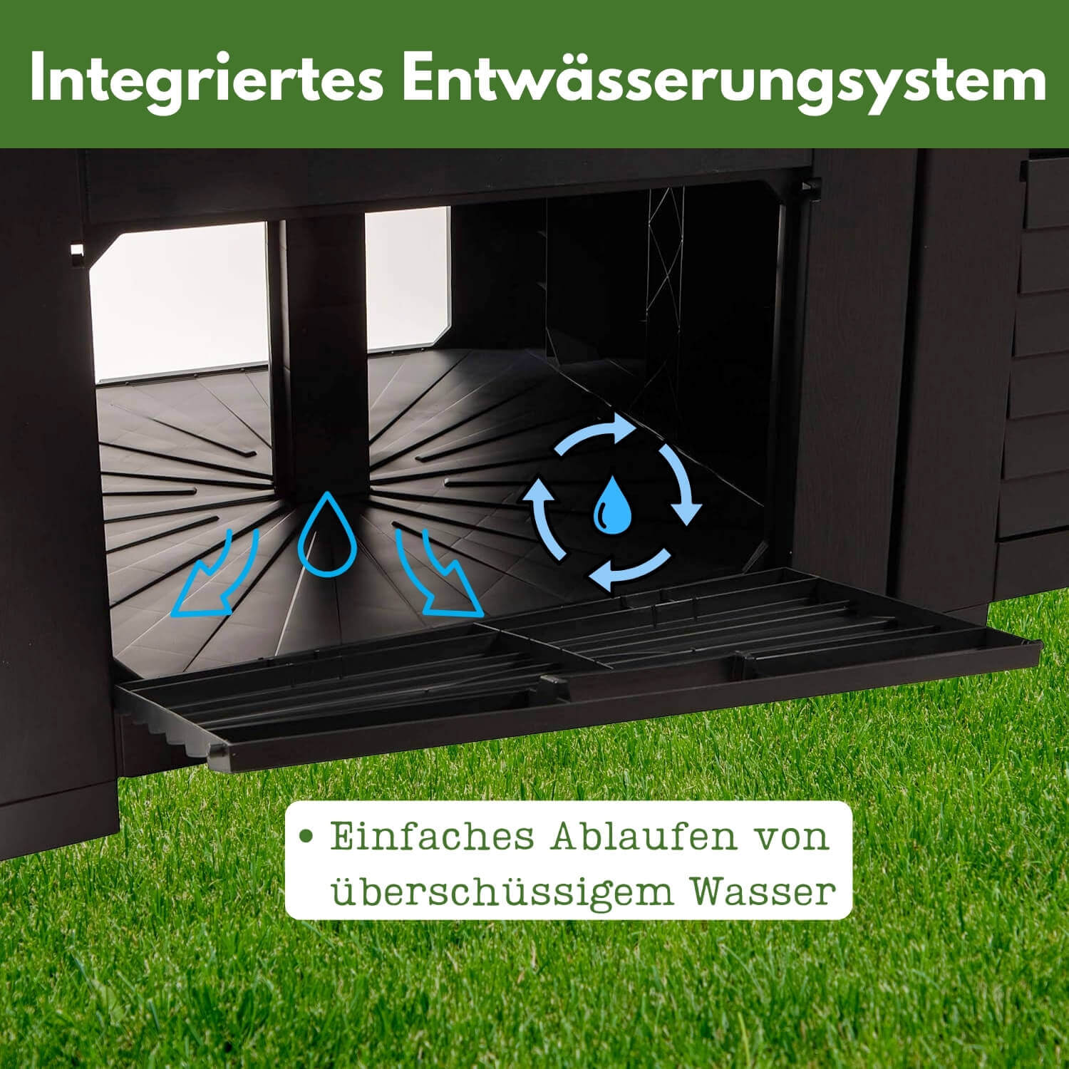 Hochbeet Garten XL, Hochbeet Kunststoff in Holzoptik, mit Zwei Staufächern, 150x76x78 cm, ca. 400 Liter, Farbe: anthrazit