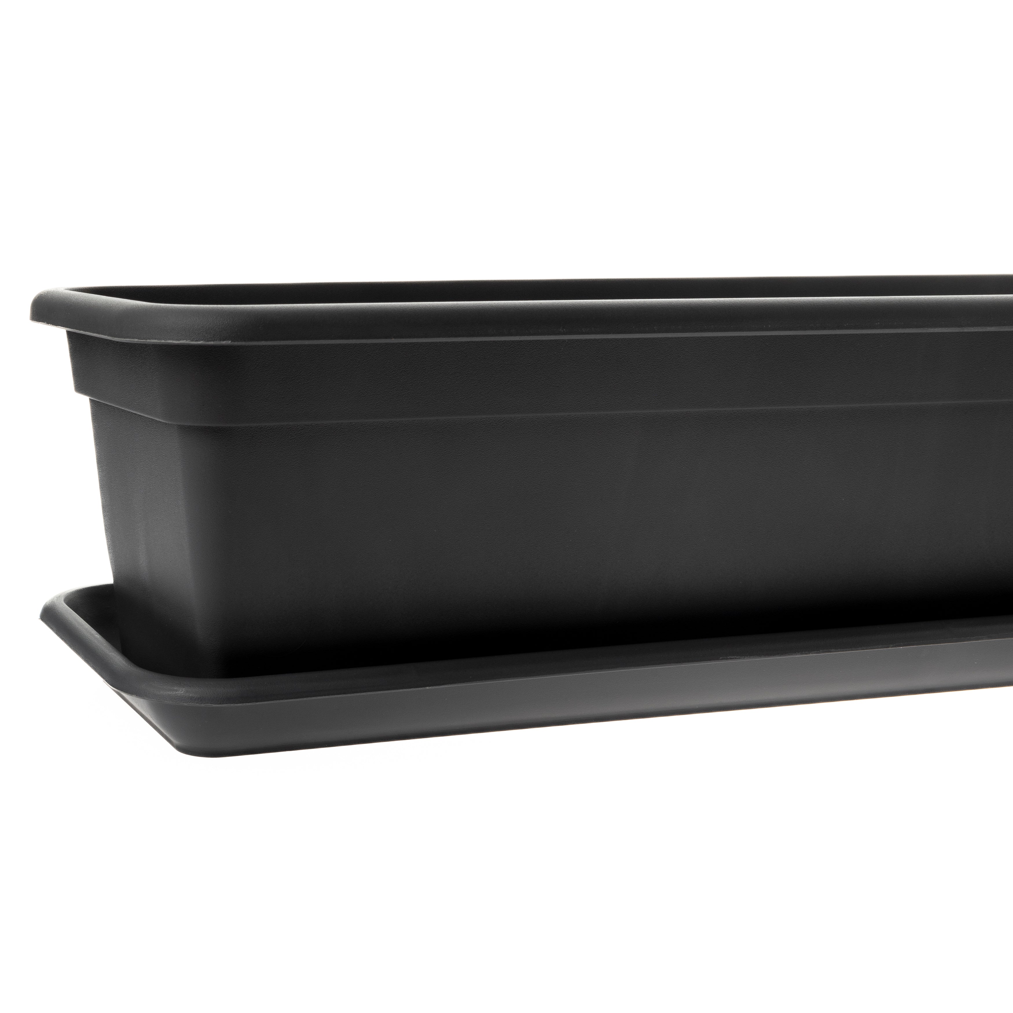 2er Set Blumenkasten Balkon 60 cm mit Untersetzer Anthrazit, Hochwertiger Kunststoff, Made in EU