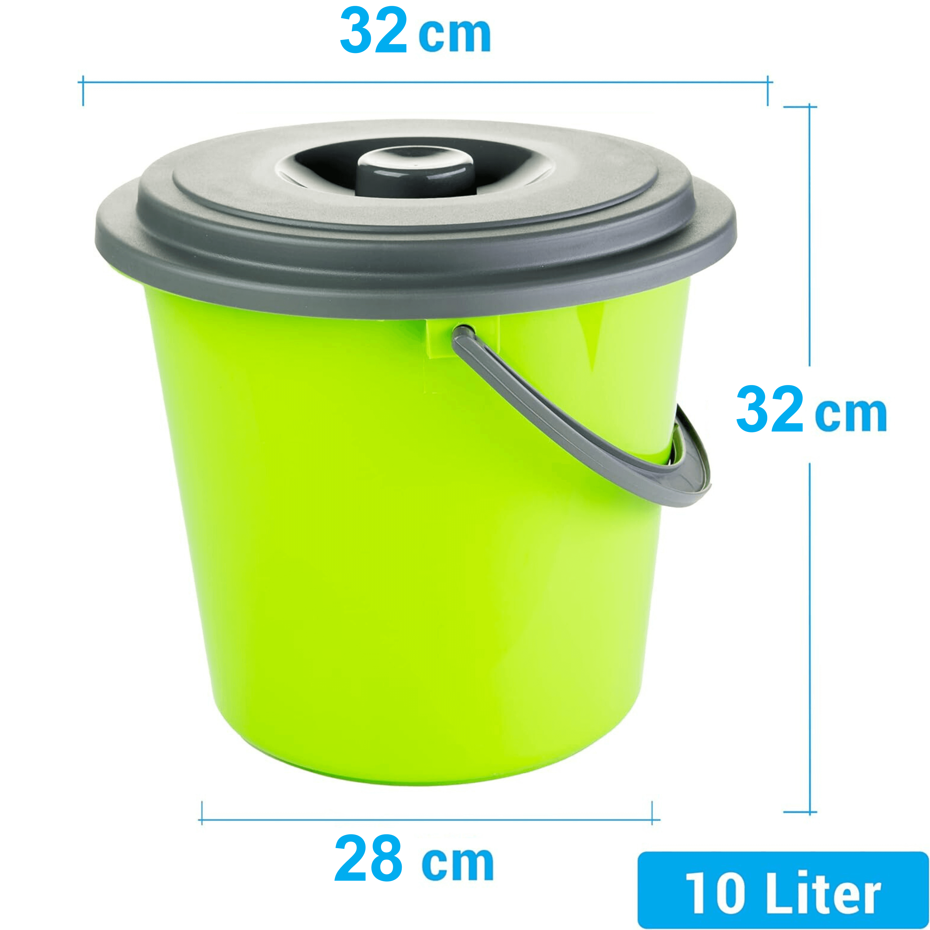 Lot de 3 seaux de nettoyage 10 litres en plastique avec couvercle 3 couleurs