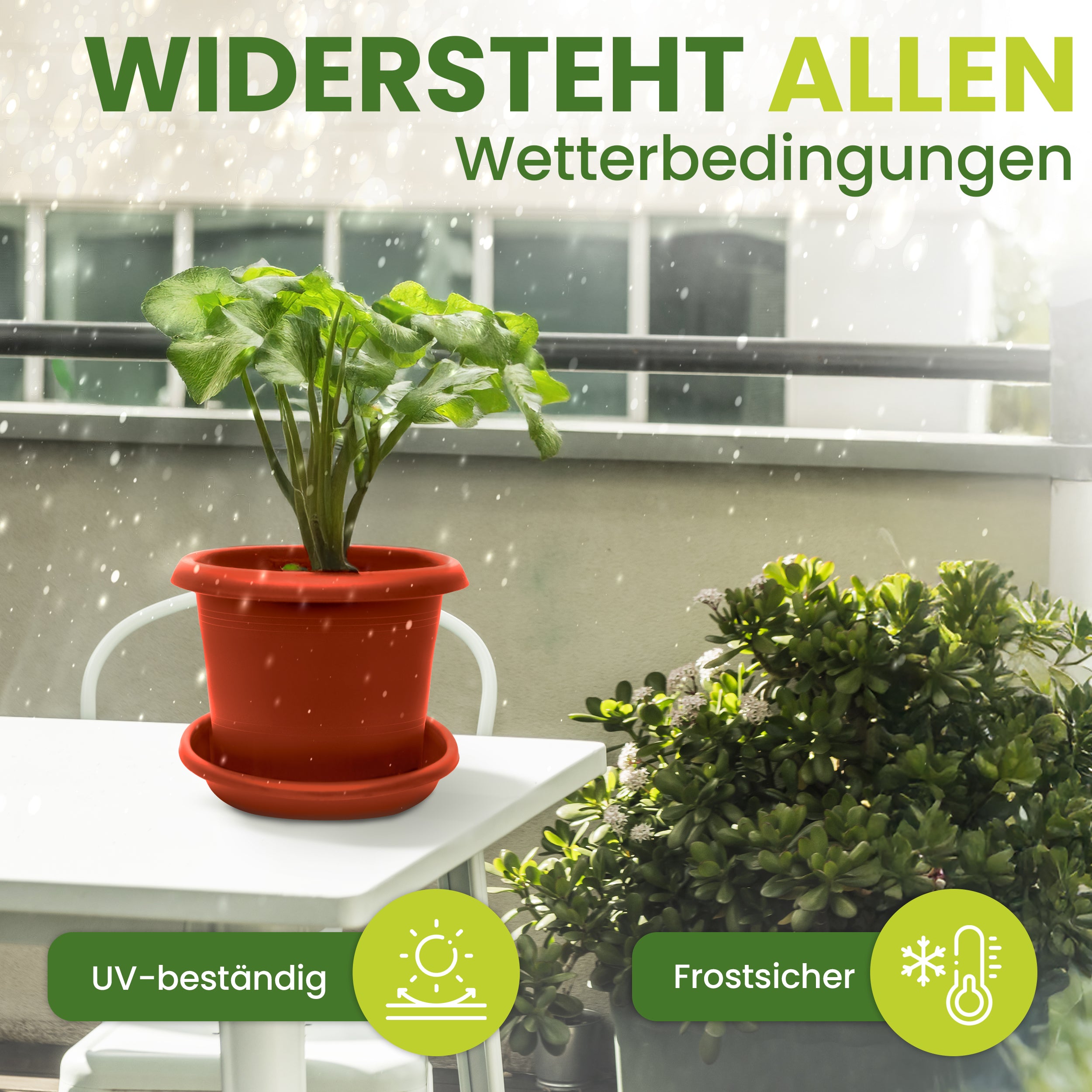 2er Blumentopf Groß Ø40 x H28 cm, mit Untersetzer Terracotta - Pflanzkübel Groß  - Wetterfest, Langlebig und Stabil