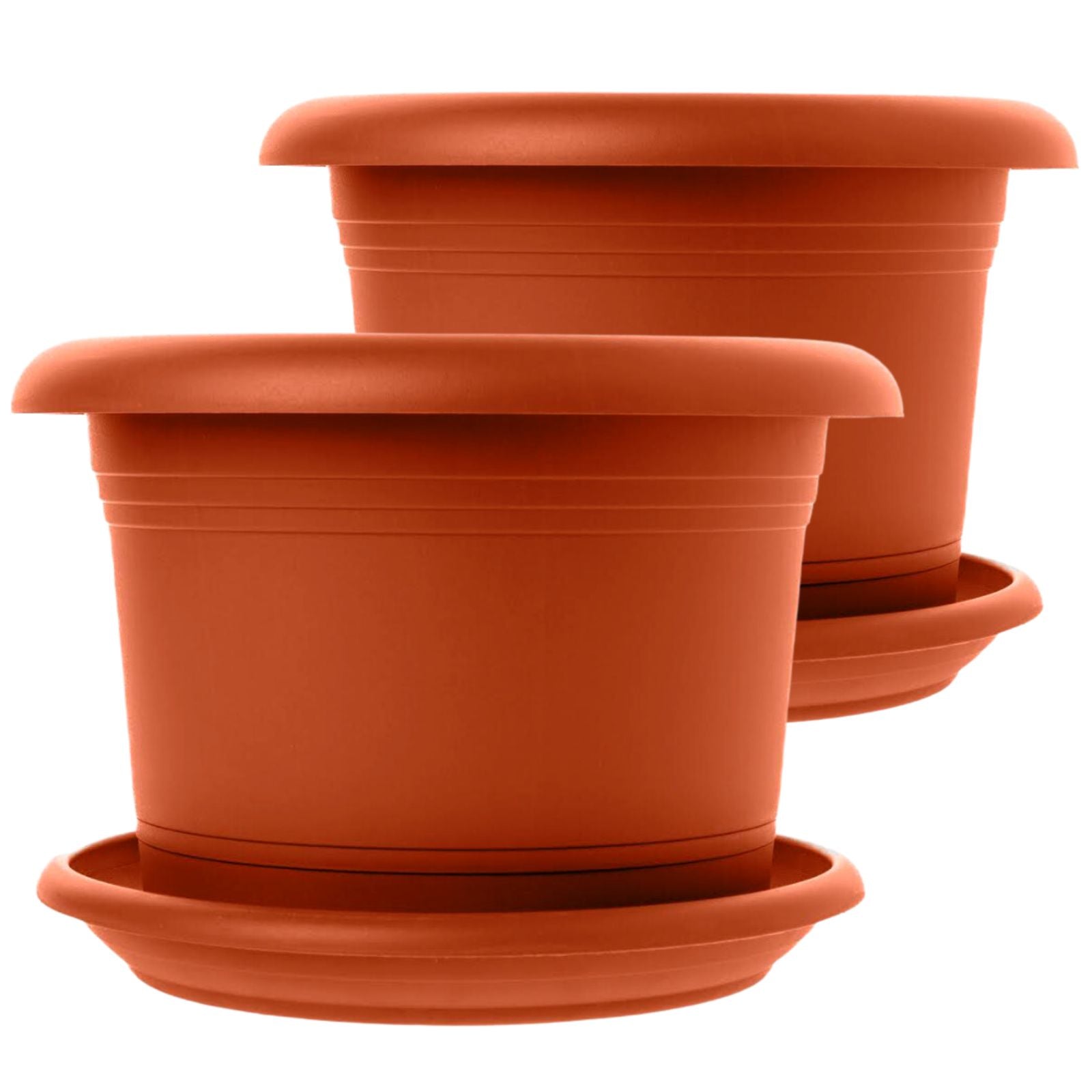2er Blumentopf Groß Ø40 x H28 cm, mit Untersetzer Terracotta - Pflanzkübel Groß  - Wetterfest, Langlebig und Stabil