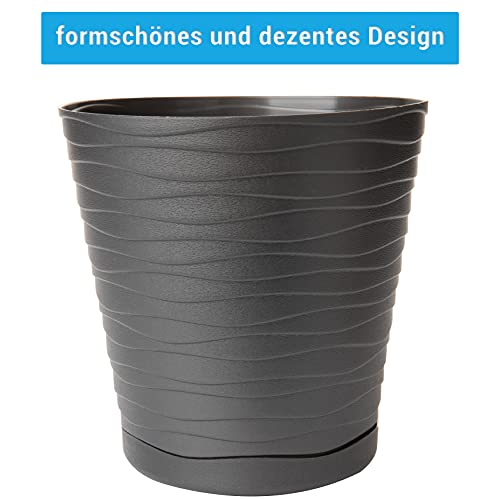 Cvetlični lonec Sustania, set 3 kosov, premer 15 cm, antracit, izdelano v EU