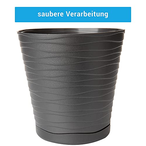 Cvetlični lonec Sustania, set 3 kosov, premer 15 cm, antracit, izdelano v EU