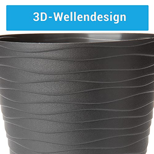 Cvetlični lonec Sustania, set 3 kosov, premer 15 cm, antracit, izdelano v EU