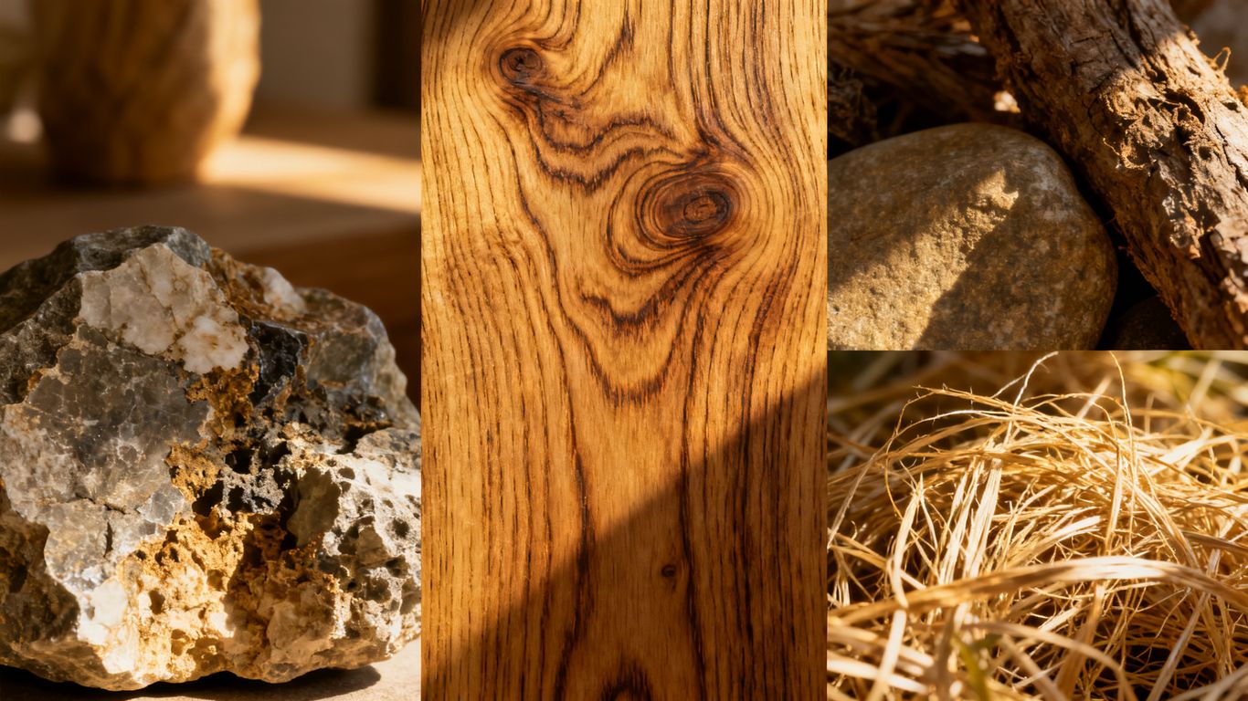 Verschiedene natürliche Materialien mit unterschiedlichen Texturen.