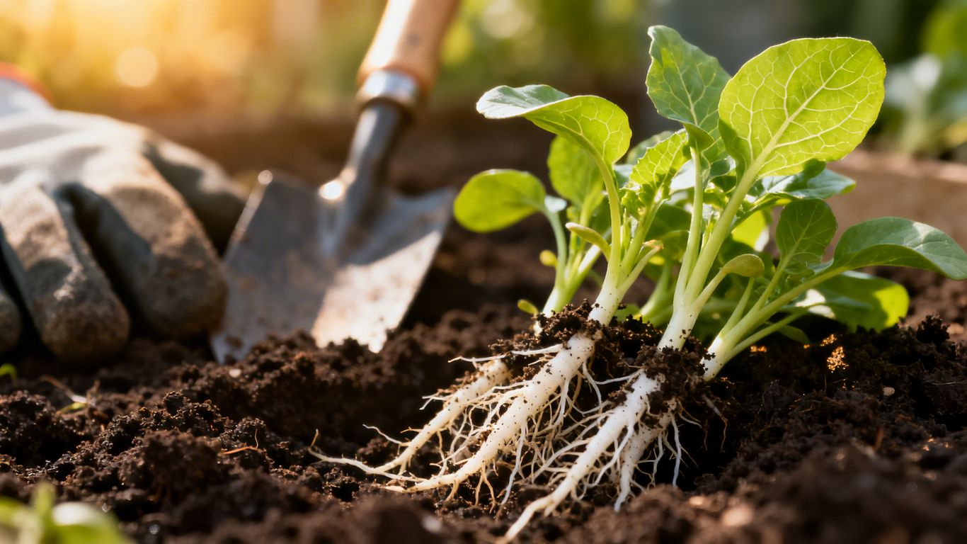Gesunde Setzlinge mit Wurzeln, bereit zum Auspflanzen.