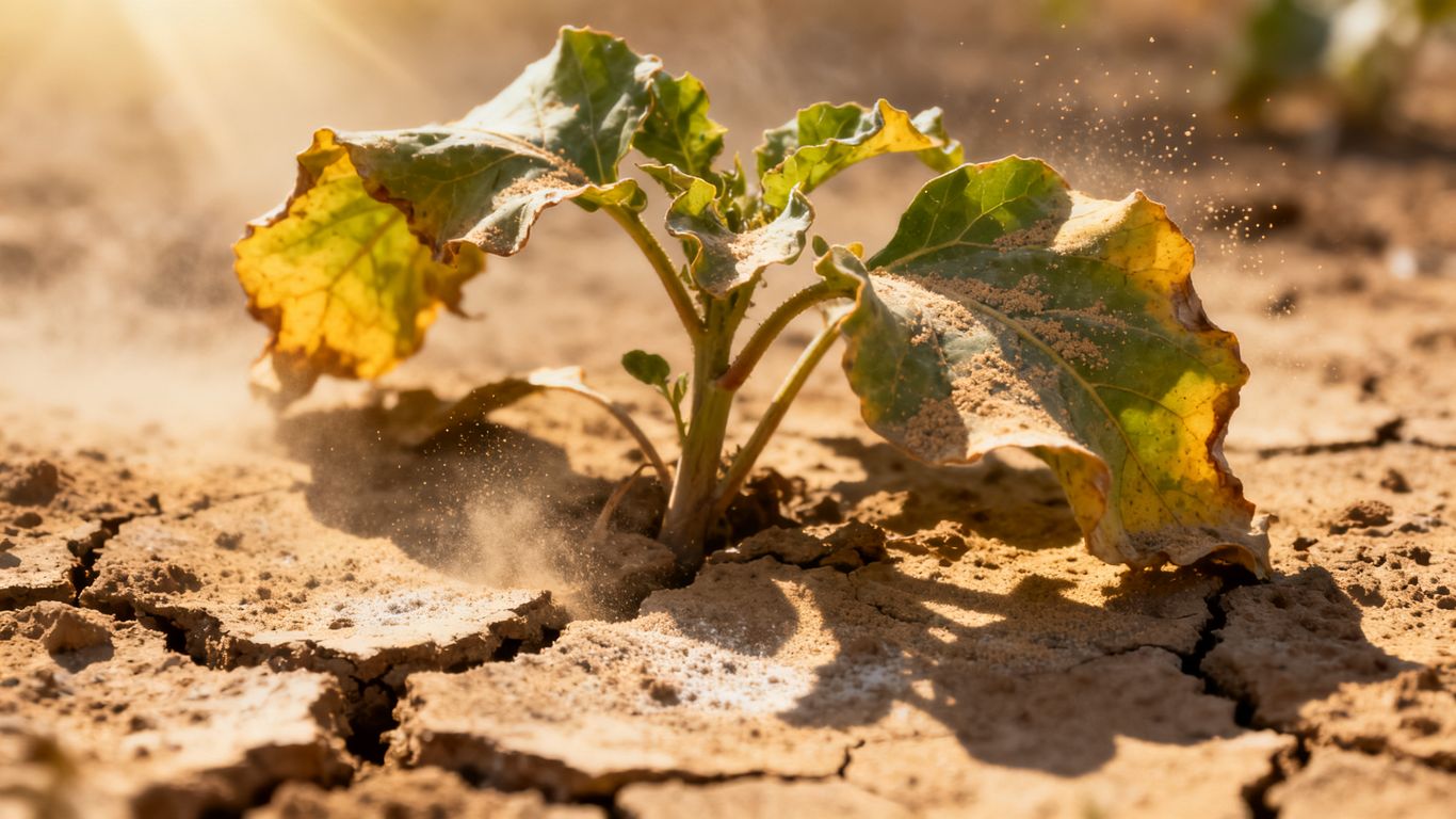 Vertrocknete Pflanze im Sommer