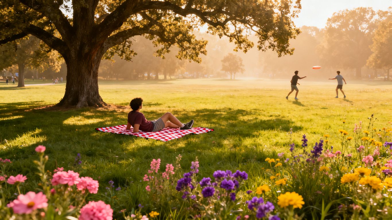 Menschen genießen den Hochsommer im Freien bei Sonnenschein.
