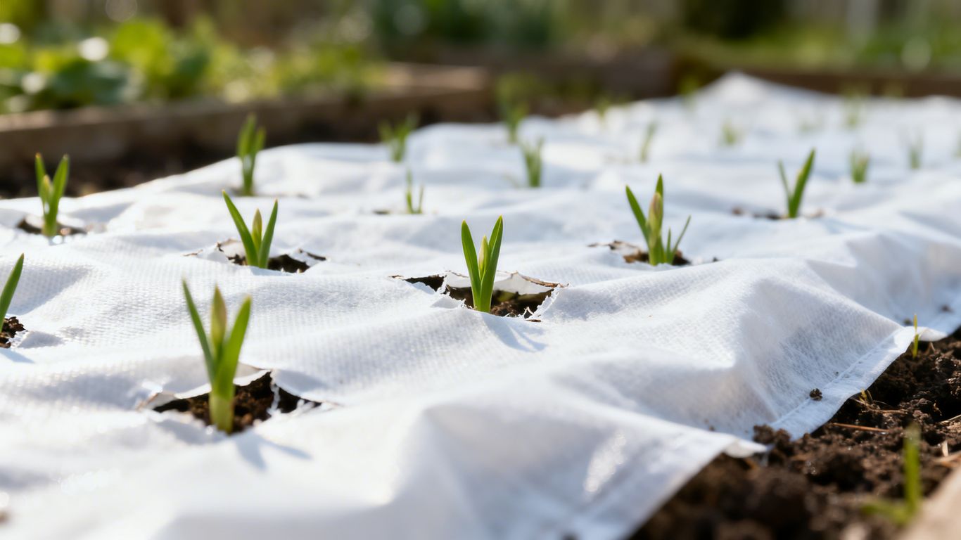Gartenvlies schützt junge Pflanzen im Frühling