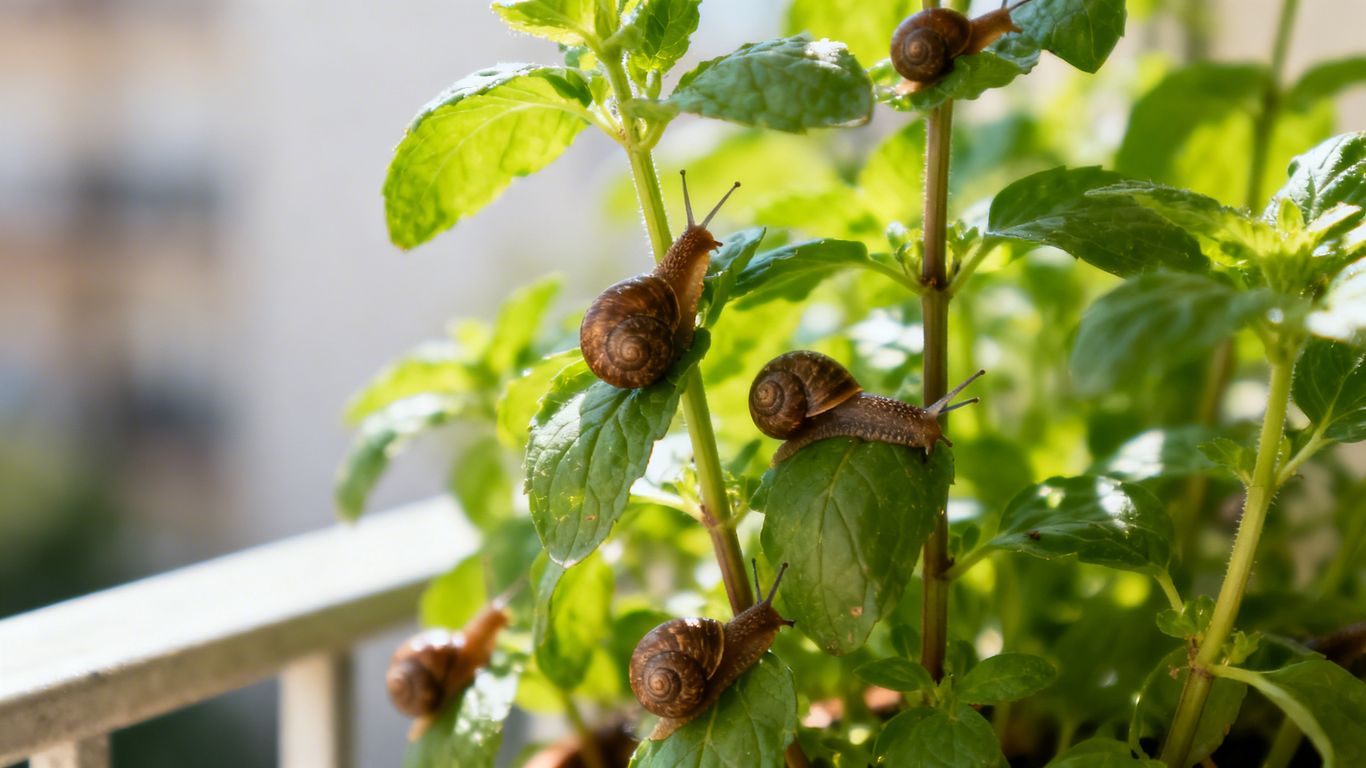 Schnecken auf einer Balkonpflanze
