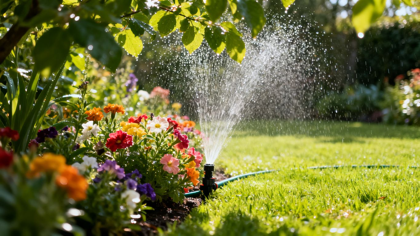 Garten mit automatischer Bewässerung