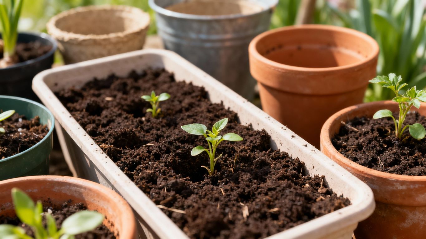 Gartenwerkzeuge und Erde für die Frühjahrspflanzung