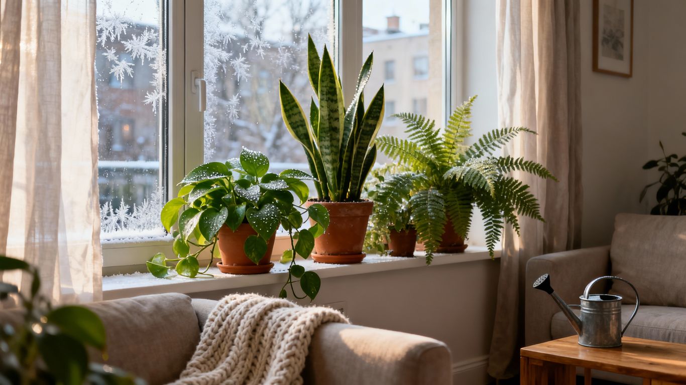 Winterpflanzen in stadtwohnung mit LED und Tageslicht