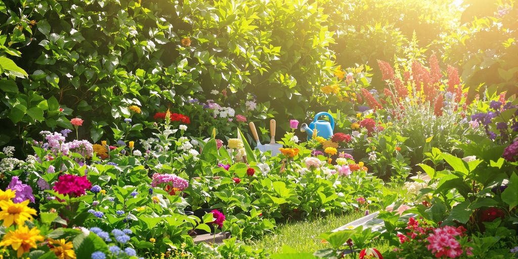 Gartenplanung Werkzeuge und Pflanzen