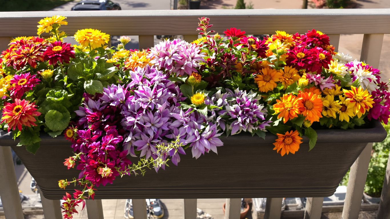 Balkonkasten mit Herbstblumen