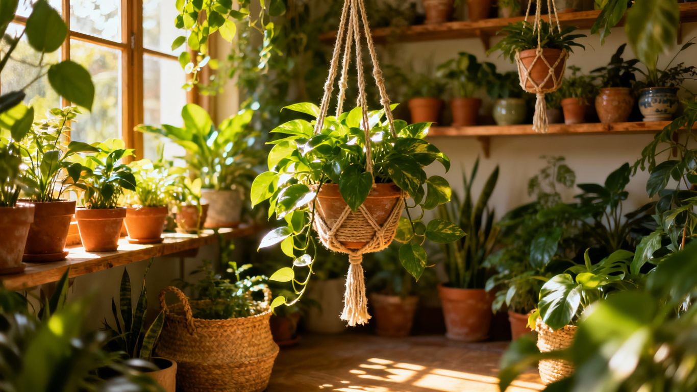 Viele Pflanzen auf kleinem Raum arrangiert.