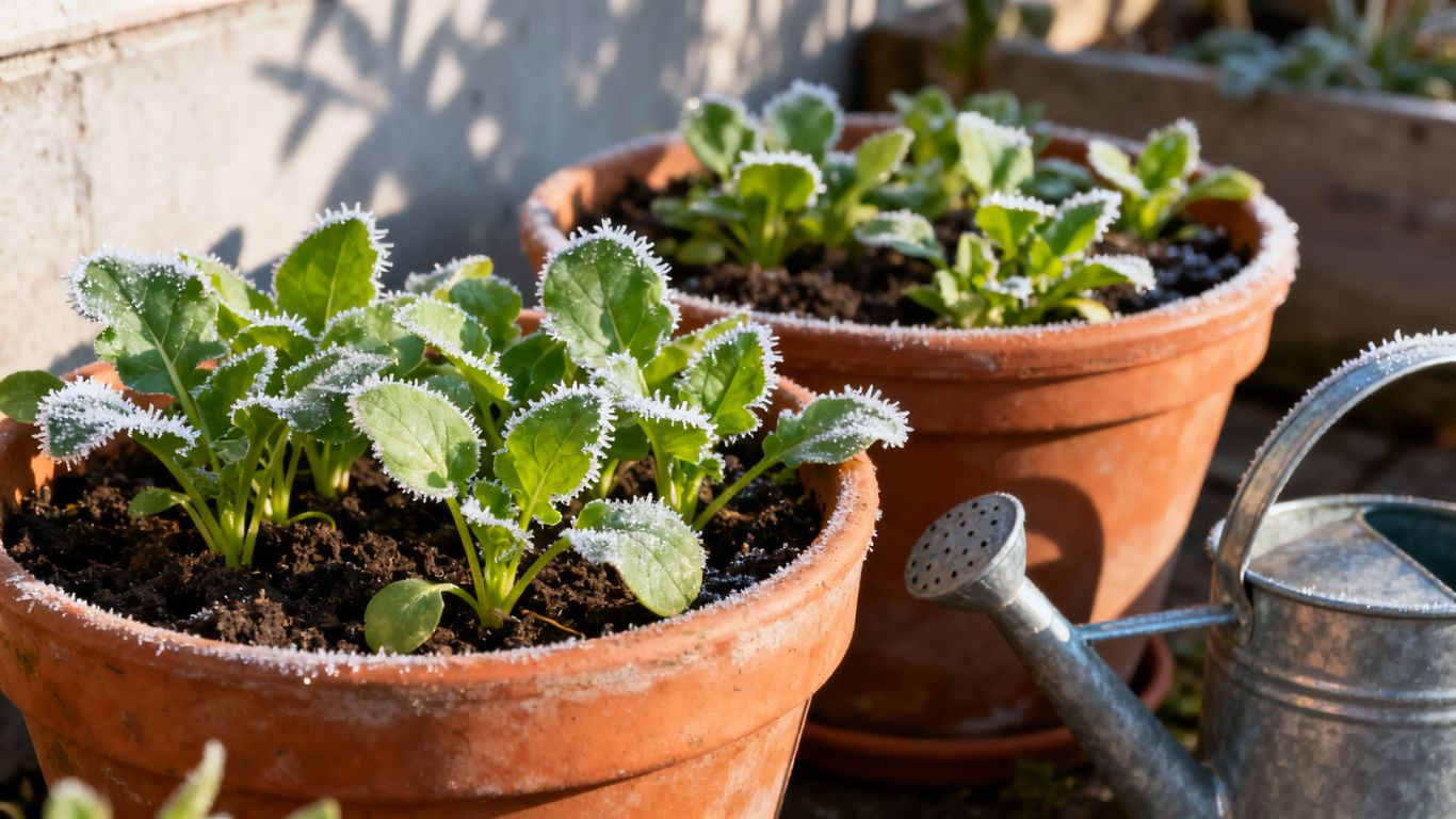 Urban gardening im Februar: Keimlinge, Erde, Töpfe, Licht, Frost.