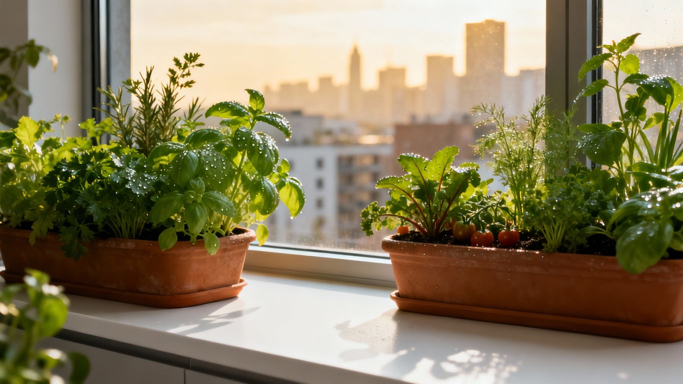 Indoor-Anbau von Pflanzen in städtischer Umgebung.