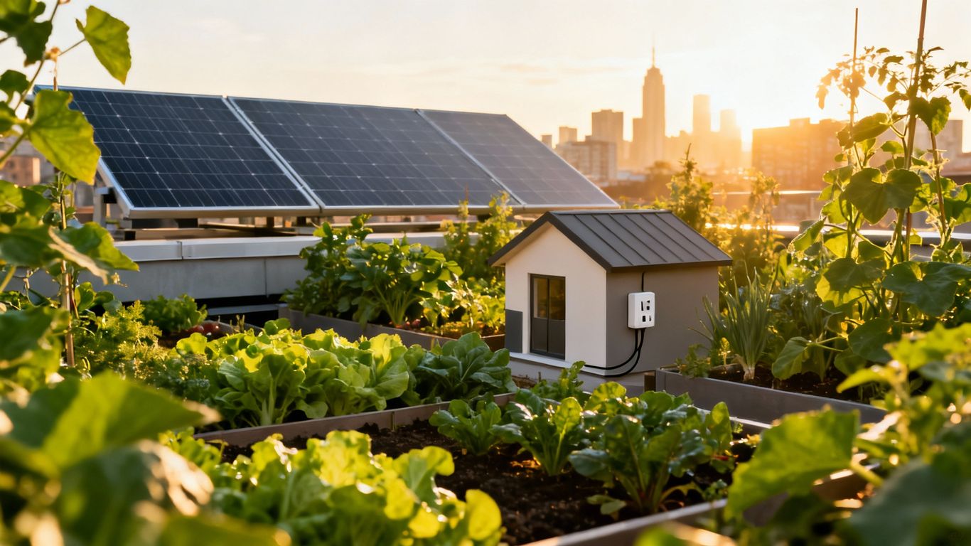 Stadtgärtner kombinieren Licht und Strom auf dem Dach.