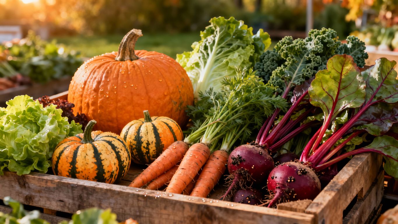 Gemüse im Herbst: Kürbisse, Wurzelgemüse und Blattgemüse