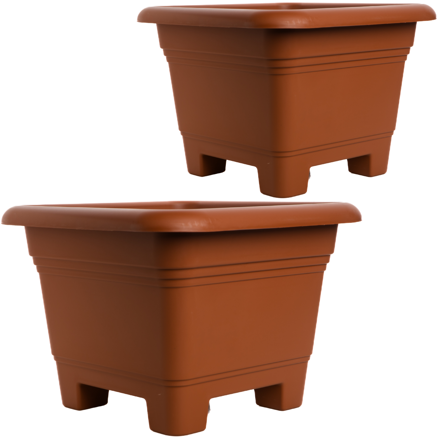 2er Pflanzkübel Groß für Garten & Terrasse - 2er Set in elegantem Terrakotta, 38x38x28 cm, wetterfest & frostsicher