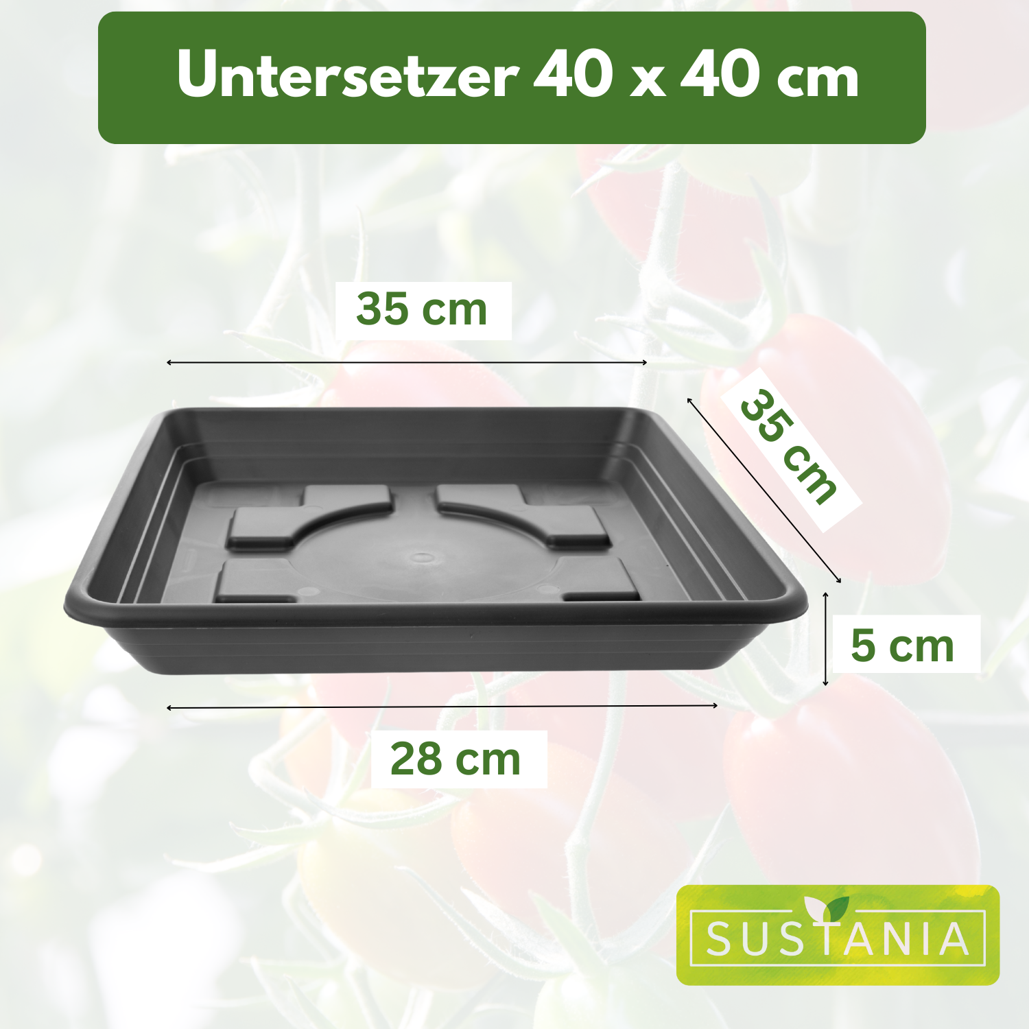 2er Blumenkübel Groß, 40x40 cm, 46 Liter, Garantiert kippsicher mit Drainagesystem - Extrem belastbare Pflanzkübel - Stabile Blumentopf Groß Anthrazit