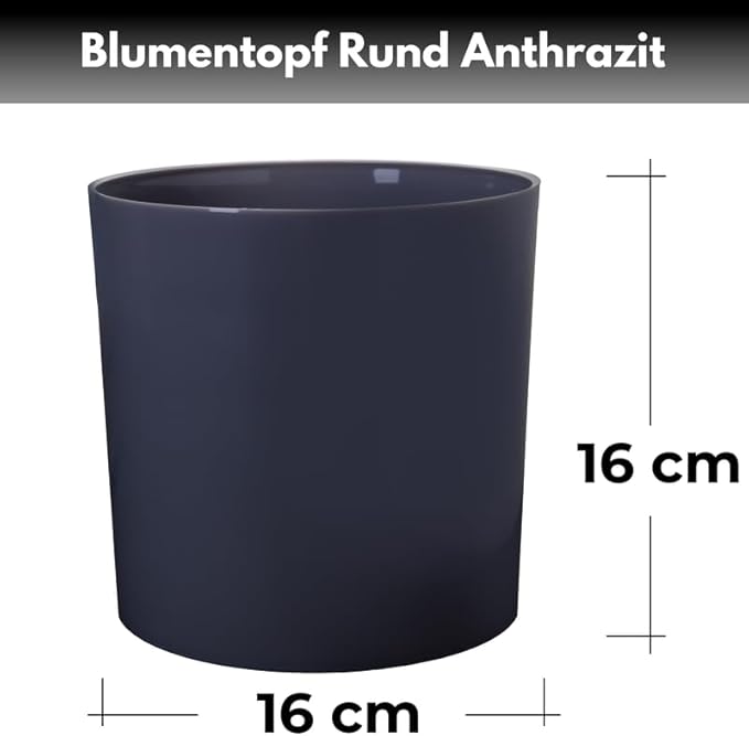 2er Set Blumentöpfe Ø 16 cm Kunststoff anthrazit