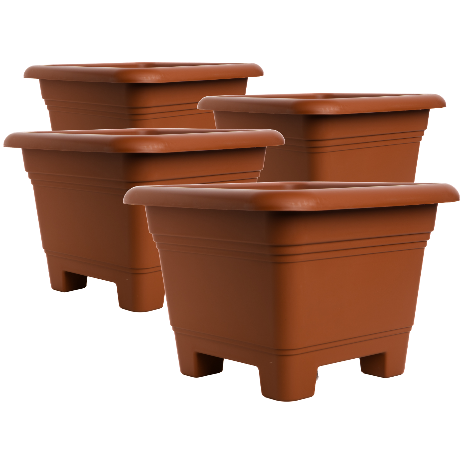 4er Pflanzkübel Groß für Garten & Terrasse - 2er Set in elegantem Terrakotta, 38x38x28 cm, wetterfest & frostsicher (Copy)