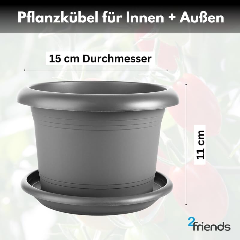 Lot de 10 cache-pots Ø 15 cm anthracite 