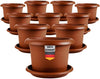 10er Set Pflanzkübel Ø 30 cm Terracotta rund mit Untersetzern