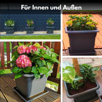 Sonder Angebot für Weiteres Produkt - 1er Blumentopf Groß 28x28 cm, mit Untersetzer Anthrazit - Pflanzkübel Groß Rechteckig - Wetterfest, Langlebig und Stabil