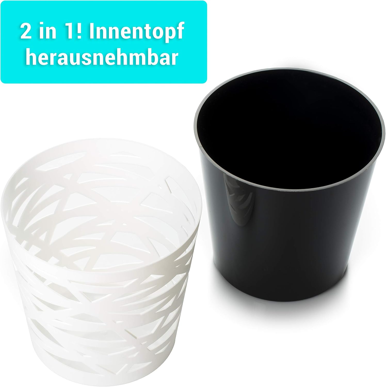 Lot de 4 pots de fleurs &amp; jardinières Ø 15 cm noir/blanc 