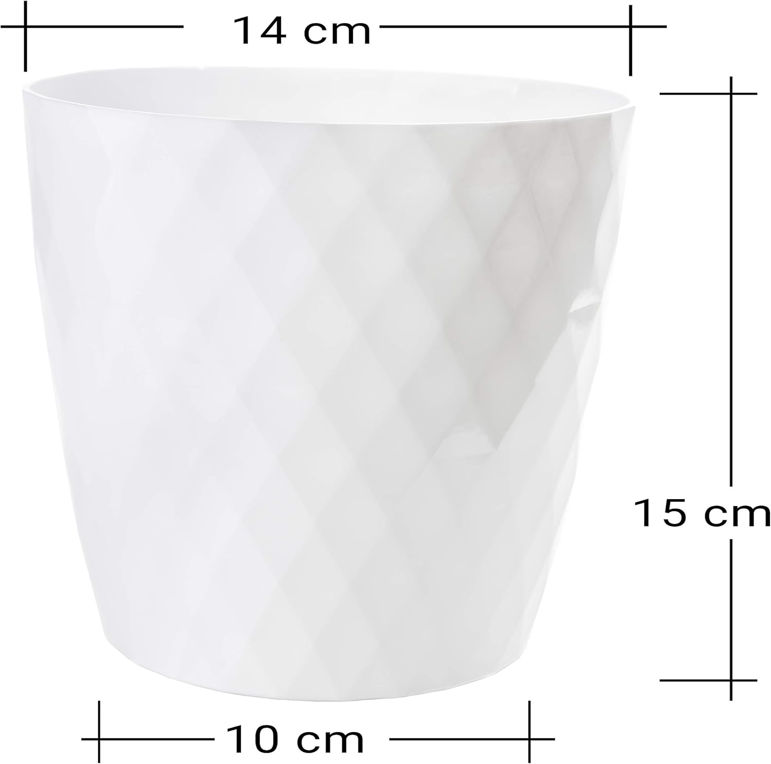 Lot de 3 pots de fleurs Ø 14 cm en plastique blanc brillant 