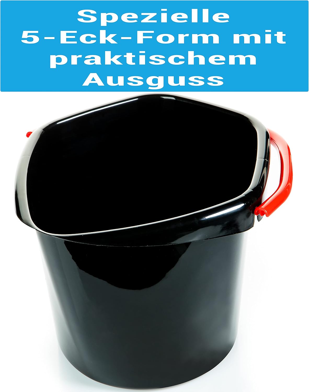 3er Set Putzeimer 10 Liter mit Ausguss Kunststoff schwarz