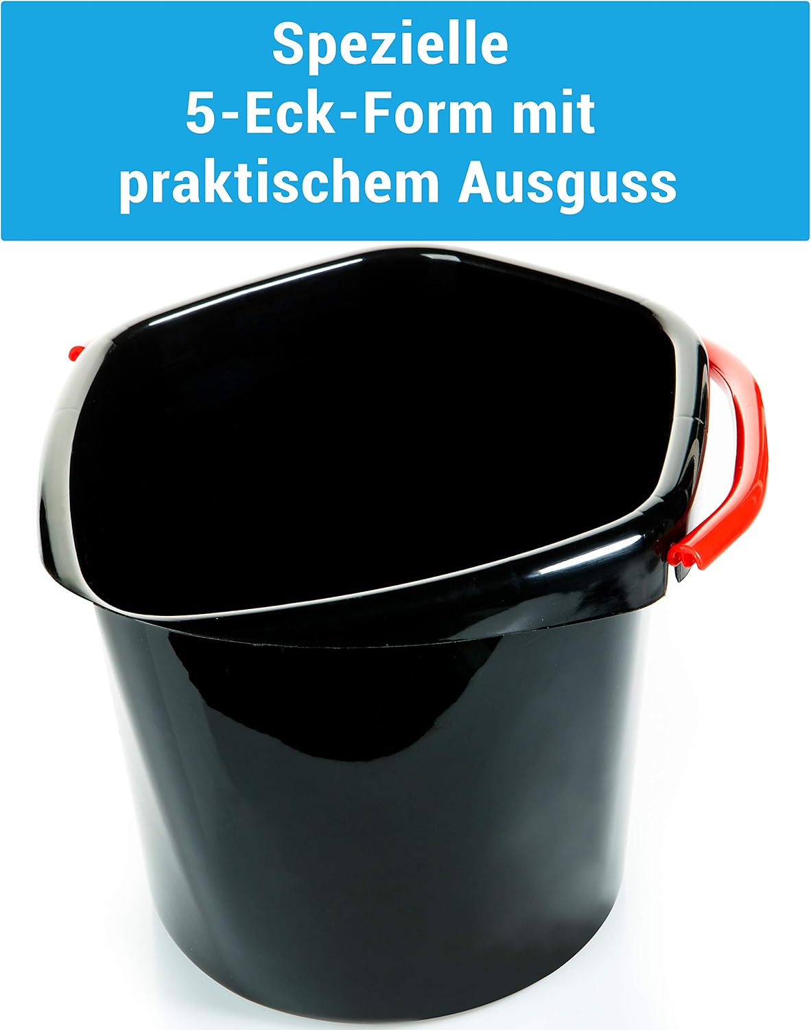 3er Set Putzeimer 10 Liter mit Ausguss Kunststoff schwarz