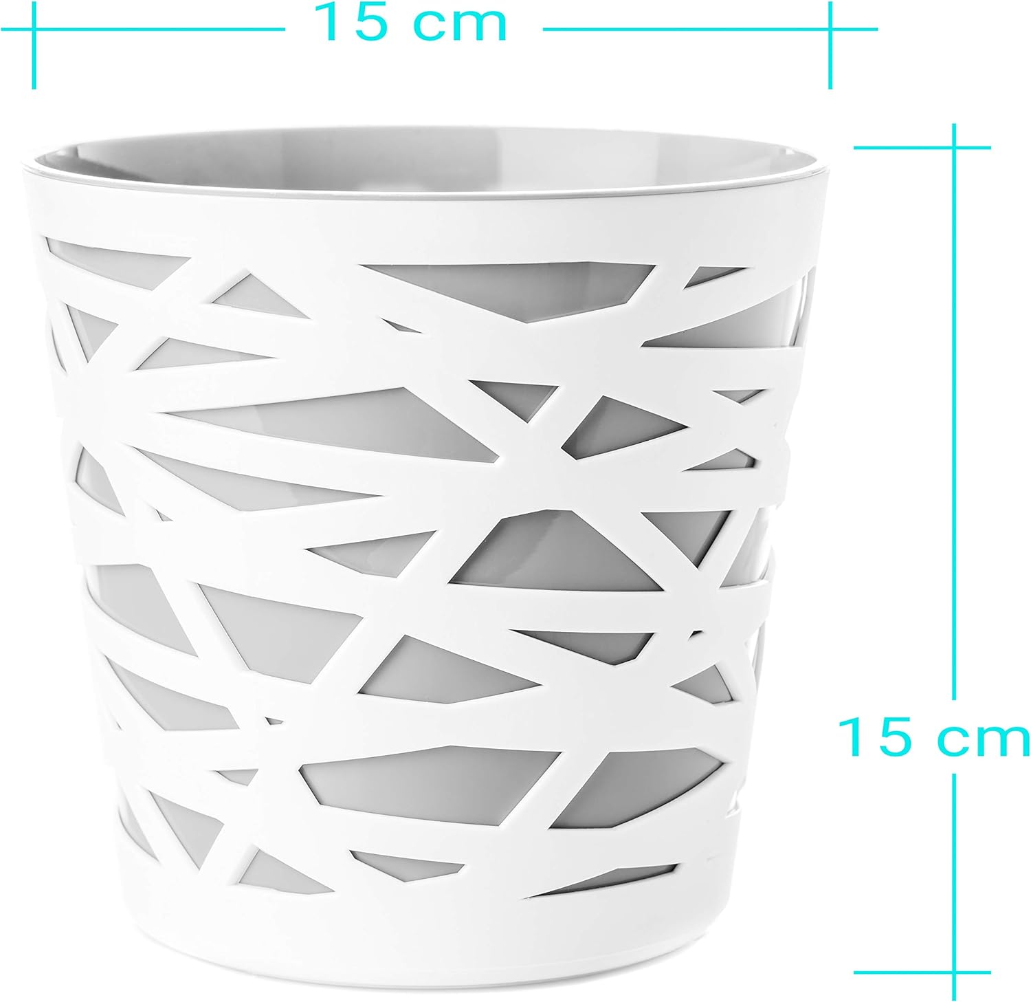 Lot de 4 pots de fleurs &amp; jardinières Ø 15 cm plastique gris/blanc