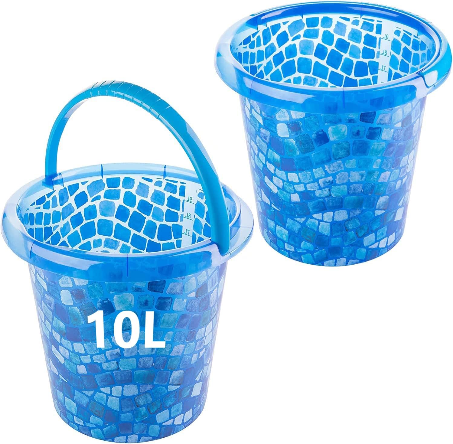 2er Set Putzeimer 10 Liter Kunststoff Mosaik-Design blau